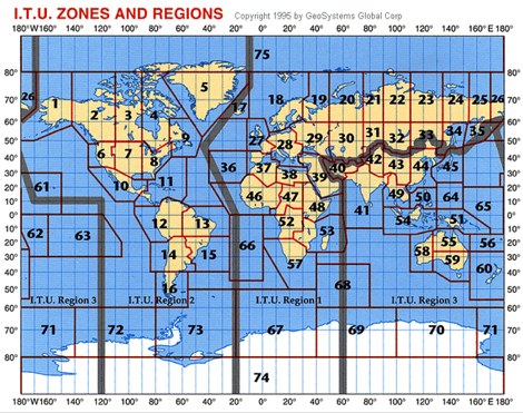 Map of ITU Zones - The DXZone.com