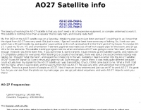 Snapshot of AO-27 Satellite page showing the key part of the resource