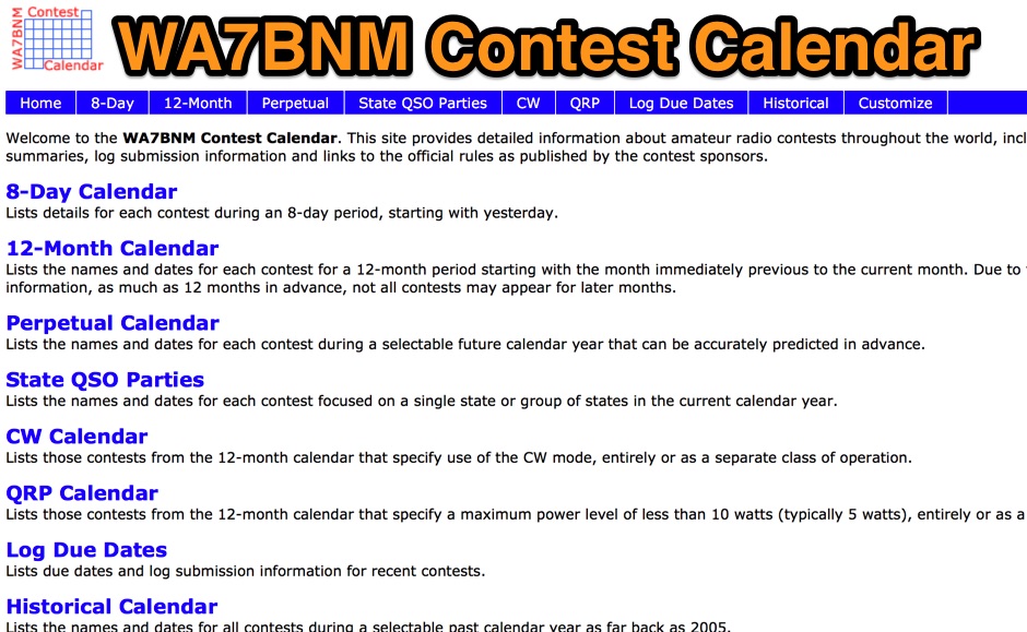 WA7BNM Contest Calendar