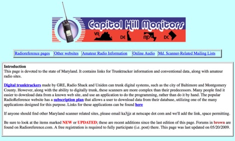 Maryland Radio Scanning info