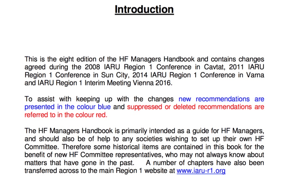 IARU R1 HF Managers Handbook 