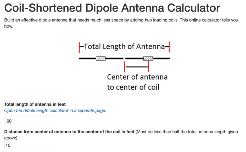 Coil-Shortened Dipole Antenna Calculator