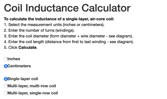 multi layer air core inductor calculator