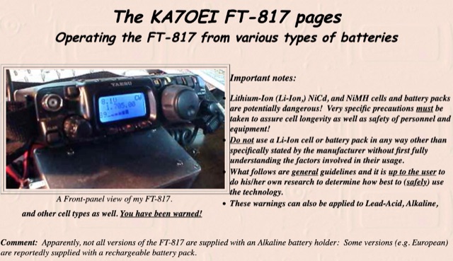 The KA7OEI FT-817 Battery Types