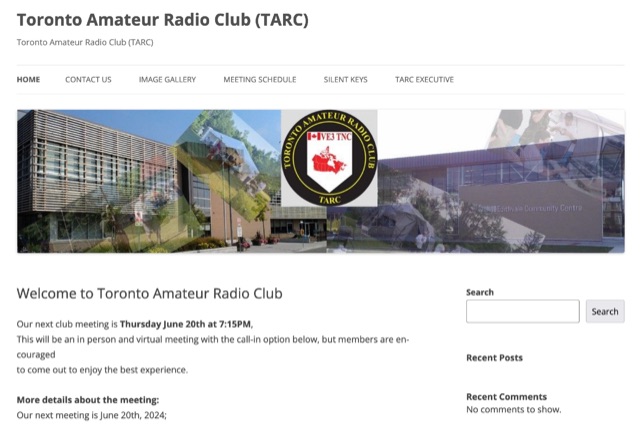 Snapshot of Toronto Amateur Radio Club TARC showing the key part of the resource