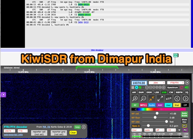 Snapshot of WebSDR Dimapur India showing the key part of the resource