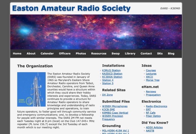 Snapshot of Easton Amateur Radio Society showing the key part of the resource