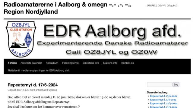 Snapshot of OZ8JYL EDR-Aalborg  showing the key part of the resource