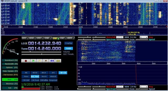 RTL-SDR Pan-adapter using HDSDR with the IC-751A