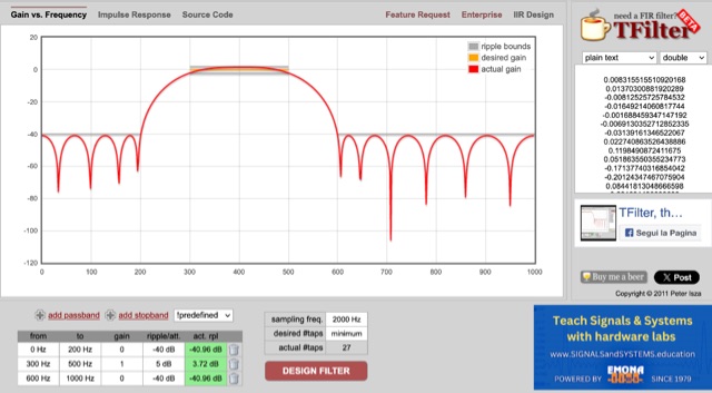 TFilter  FIR Filter design tool