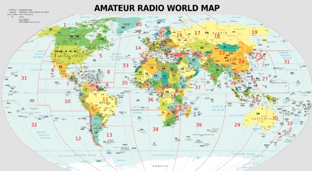 Snapshot of Amateur Radio World Map showing the key part of the resource