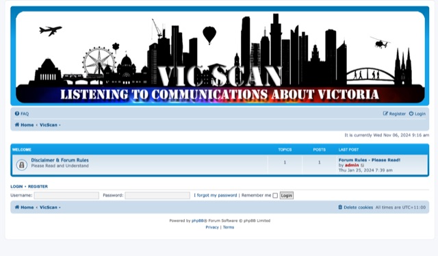 Snapshot of VicScan Forum  showing the key part of the resource