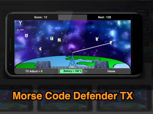 Snapshot of Morse Code Defender TX game for Android showing the key part of the resource