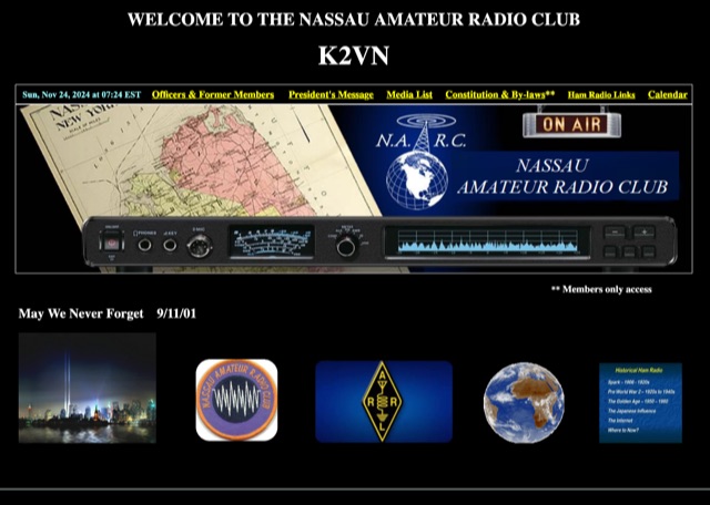 Snapshot of K2VN Nassau Amateur Radio Club showing the key part of the resource