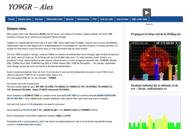 Snapshot of YO9GR Alex showing the key part of the resource