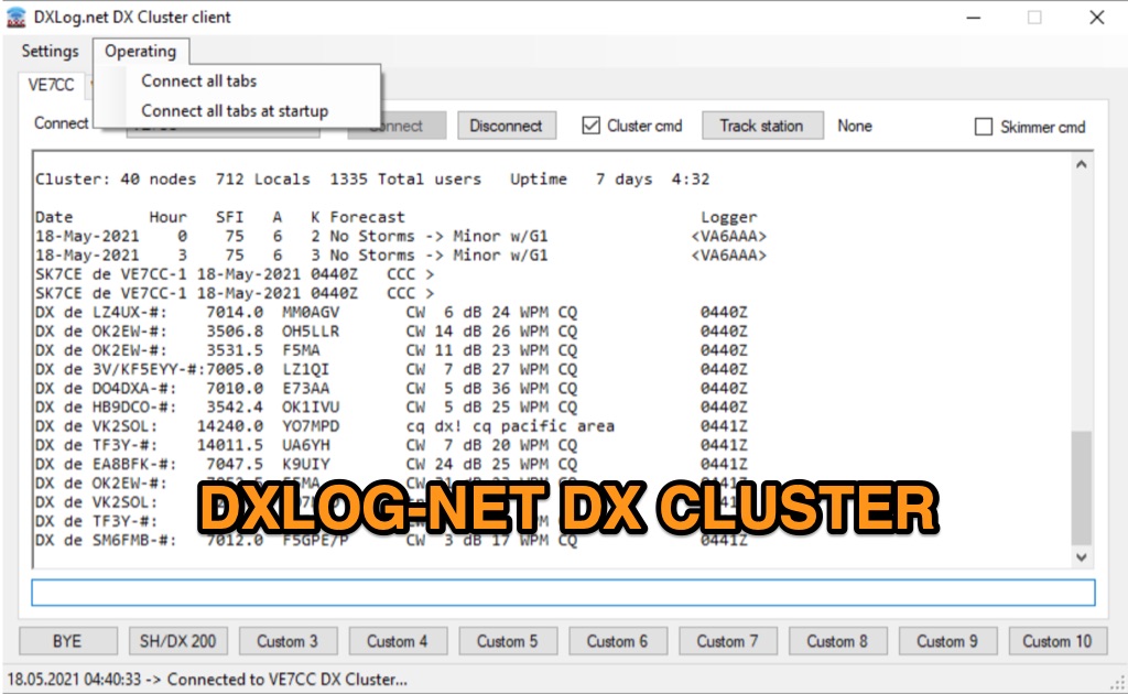 Snapshot of DXLog.net Cluster showing the key part of the resource