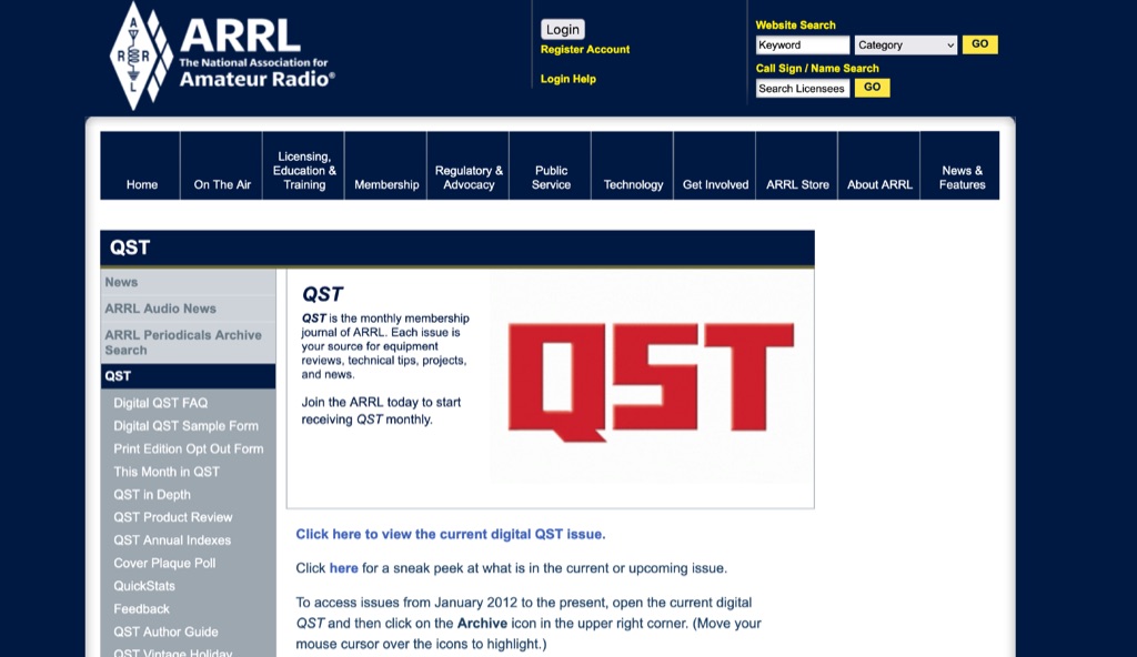 Snapshot of QST Magazine showing the key part of the resource