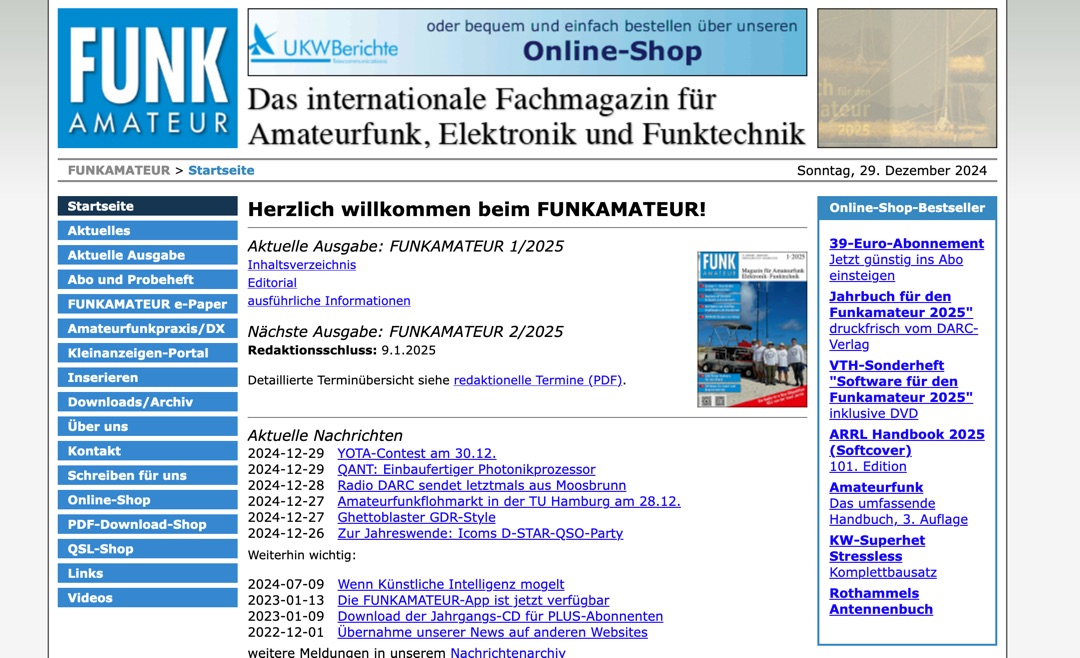 Snapshot of Funkamateur showing the key part of the resource