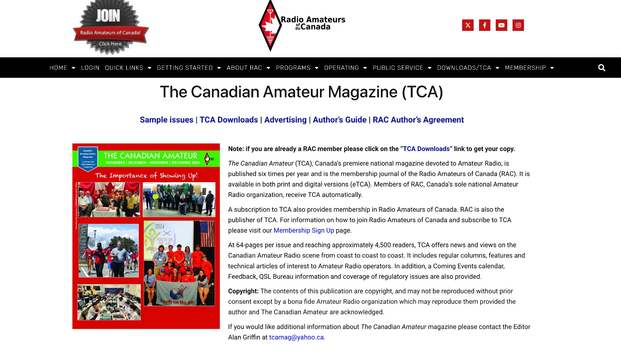 Snapshot of The Canadian Amateur Magazine showing the key part of the resource