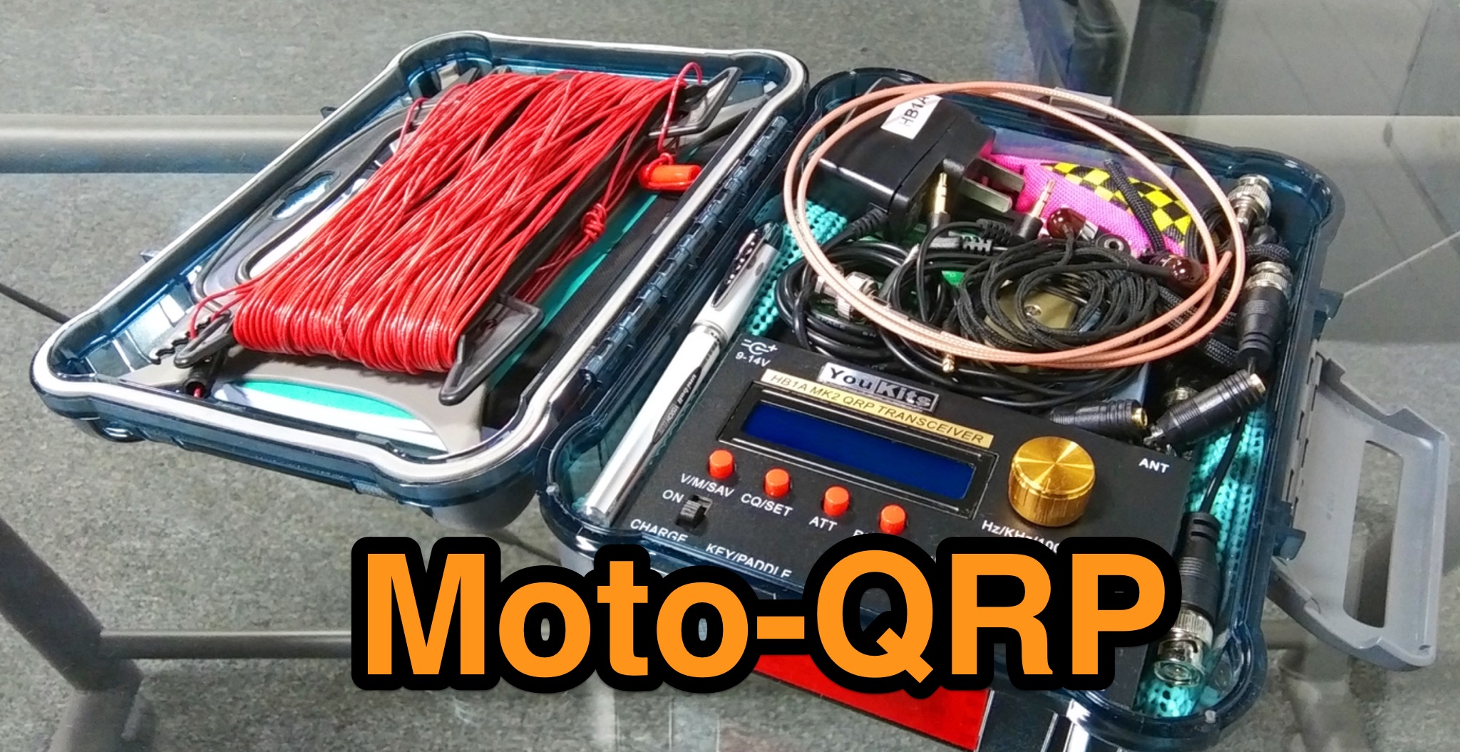 Snapshot of Moto-QRP Portable Weatherproof QRP Setup showing the key part of the resource