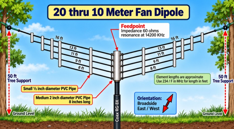 20-10 Meter Fan Dipole Antenna: Complete Build Guide