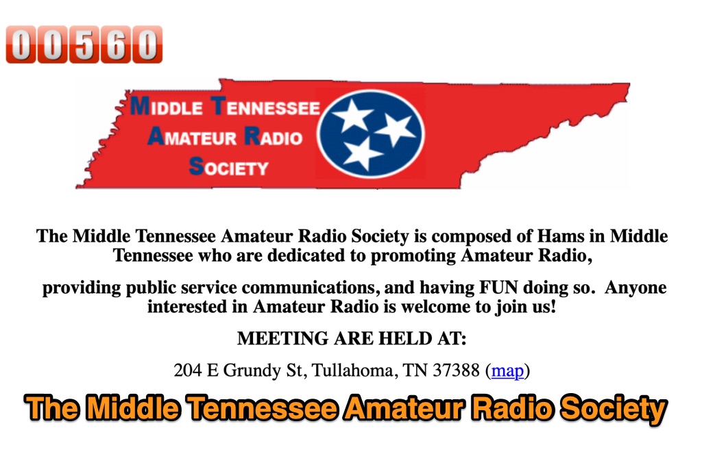 Snapshot of M.T.A.R.S. The Middle Tennessee Amateur Radio Society showing the key part of the resource