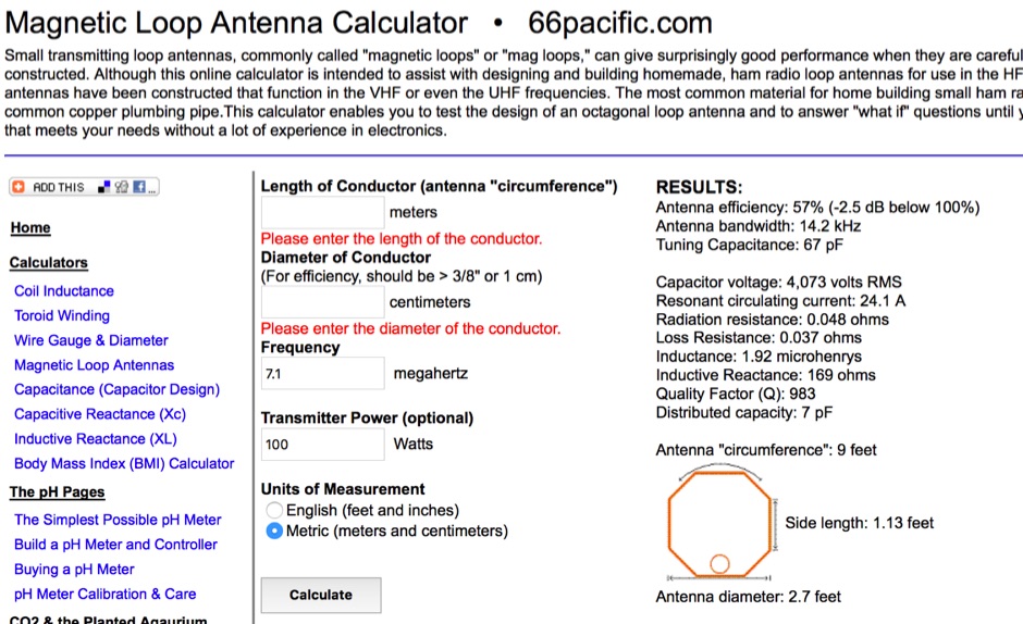 Magnetic loop calculator