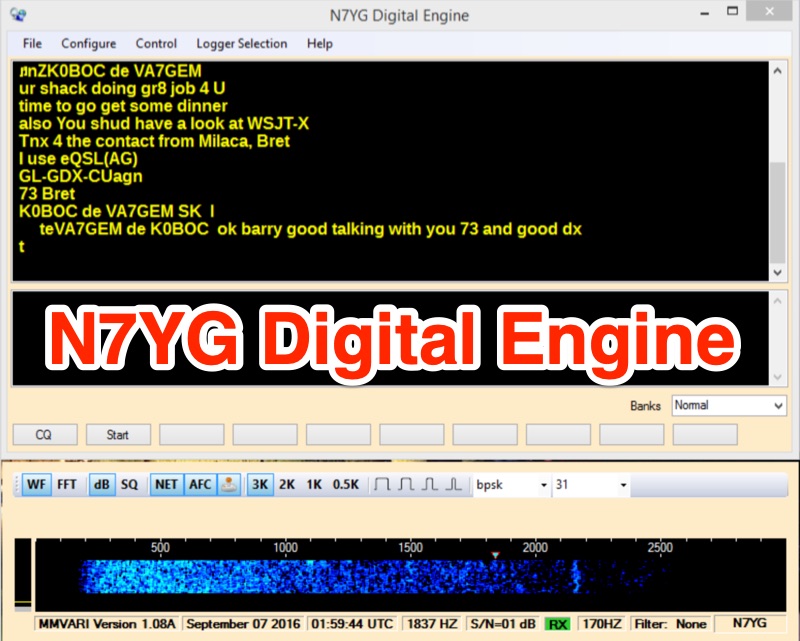 N7YG Digital Engine: PSK, RTTY, MFSK Digital Modem Software