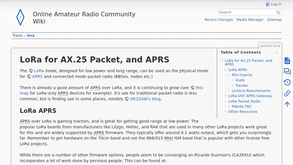 LoRa for AX.25 Packet and APRS