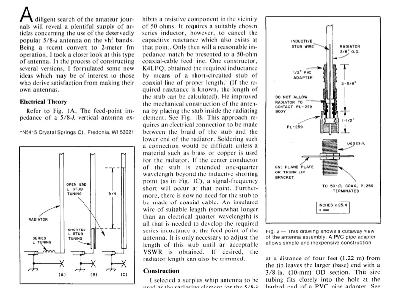 Construction of a 5/8-Wavelength Vertical Antenna for 2 Meters